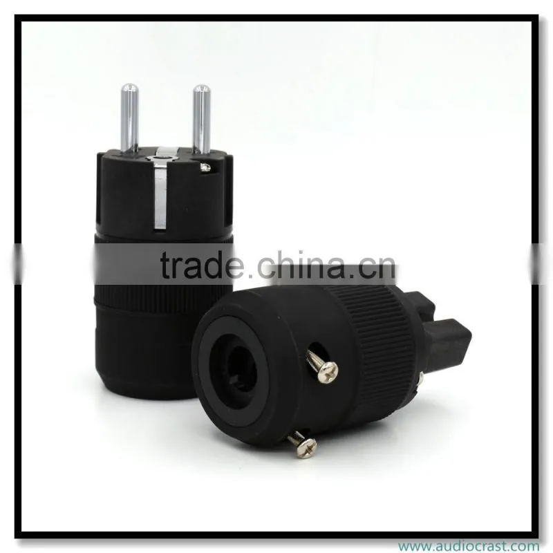 OEM/ODM Rhodium Plated Pure Copper Schuko Euro Power Plug Connector+Power IEC Connector Plug Audio