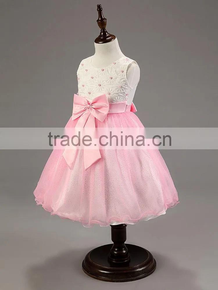 Lastest wholesale pink chiffon Layered dress flower girl net dresses TR-WS33