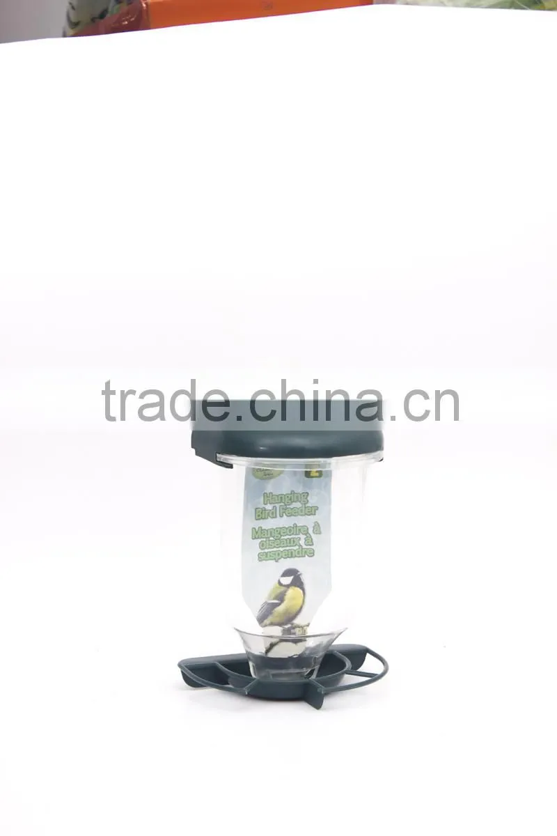GREEN PLASTIC HANGING BIRD FEEDER
