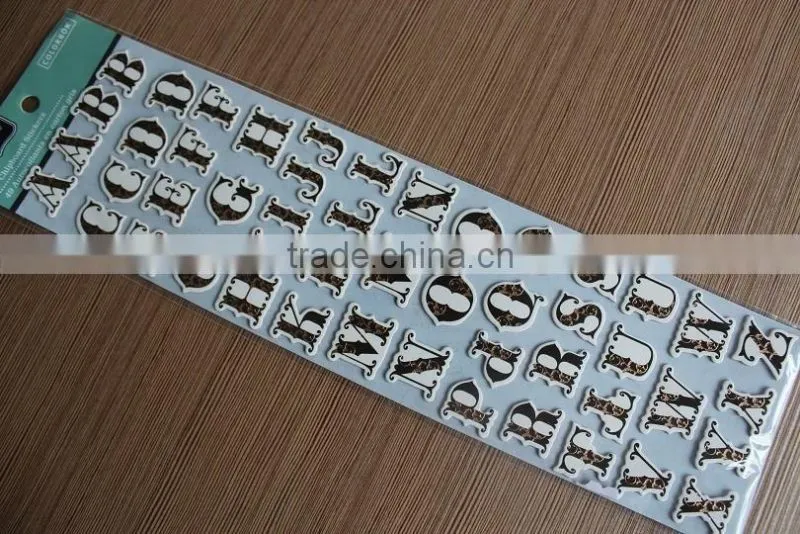 factory manufacture alphabet letter decorative glitter chipboard sticker