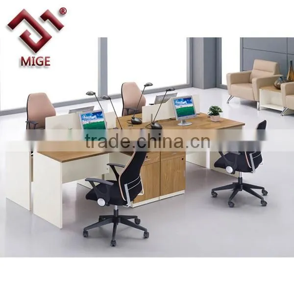 Maple Melamine 2 Person Desk with Side Cabinet