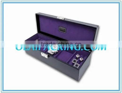 Black Fabulous Leather Cufflink Watch Storage