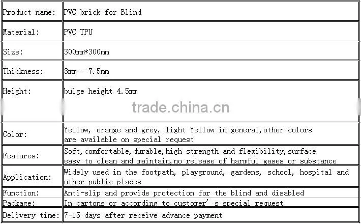 PVC TPU material tactile pvc blind brick care for blind people