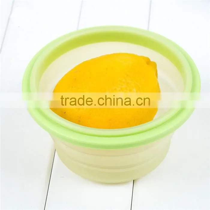 Round shape silicone bowl with spoon,Airtight silicone bowl for fruit,non-toxic tasteless silicone bowl