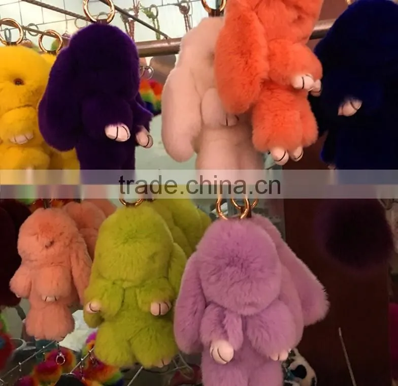 Myfur Luxury Natural rabbit Fur Made China Rabbit Key Chain Wholesale