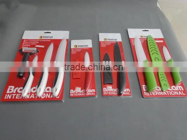 5pcs Ceramic Kithcen Knife Set, Ceramic blade with ABS soft touch handle in acrylic stand