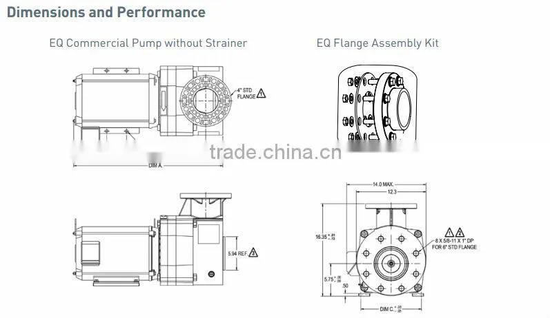 commercial plastic pump and without hair and lint strainer EQ Series