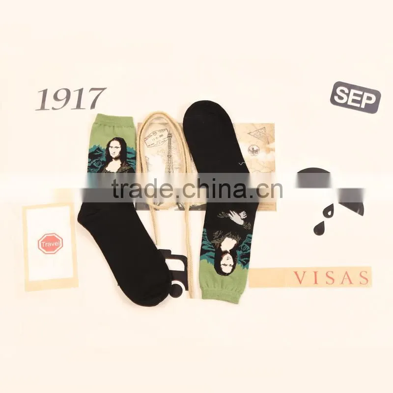 Retro art paintings male and female tube socks personality cotton socks factory wholesale