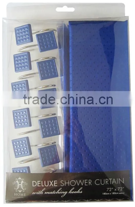 plant design polyester shower curtain with resin hooks