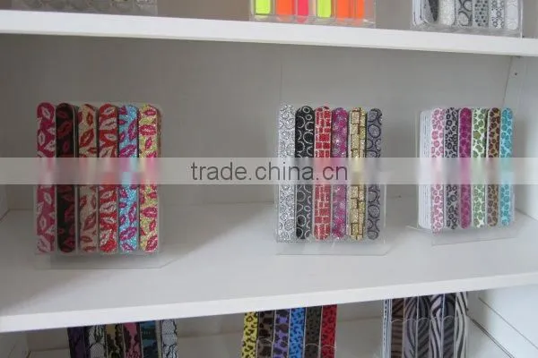 Wholesale custom bling acrylic rhinesone nail file emery board nail care coloful nail file factory