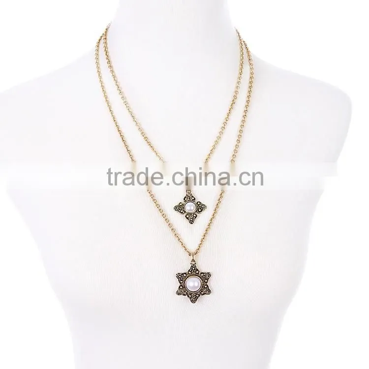 Cheap Wholesale Jewelry 2016 Latest Design Fashion Pearl Pendant Chain Necklace