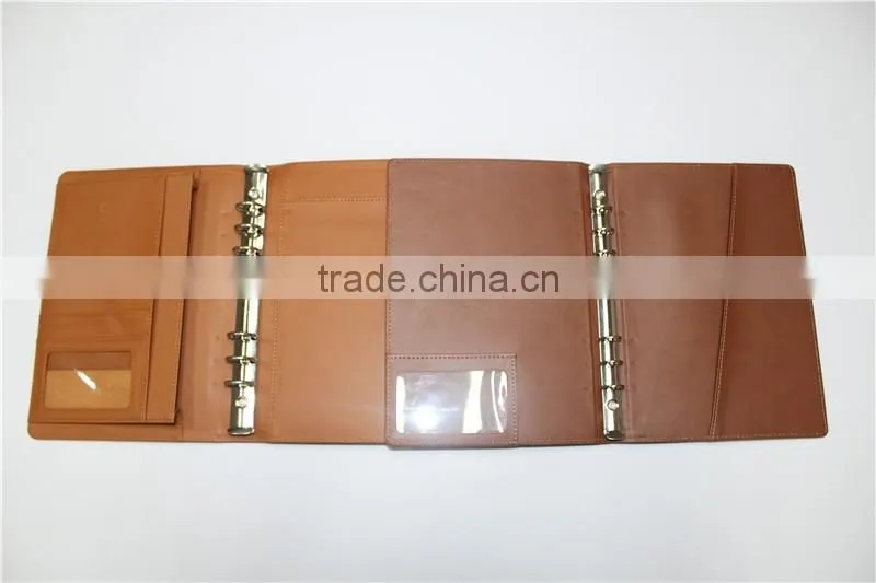 Dongguan factory direct pu leather file folder with Multi-function pocket,High quality file folder customized Logo