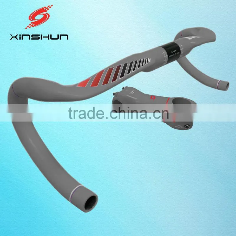 2016 xinshun mountain bikes carbon handlebar mtb road bike accessories bicycle parts grips with stem BH2209