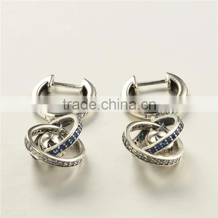 New Design Silver Jewelry Round Shaped Spinel World Globe Fashion Earrings