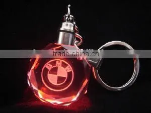 2016 New selling Crystal Led Lights Laser Logo Key Holders