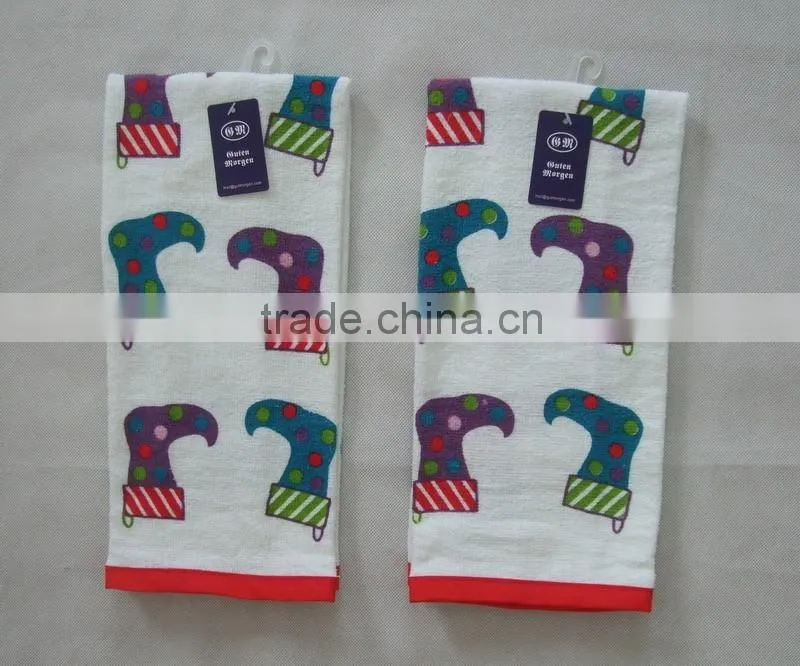 wholesale cotton tea towel plain printed 100% cotton kitchen towel with dobby border