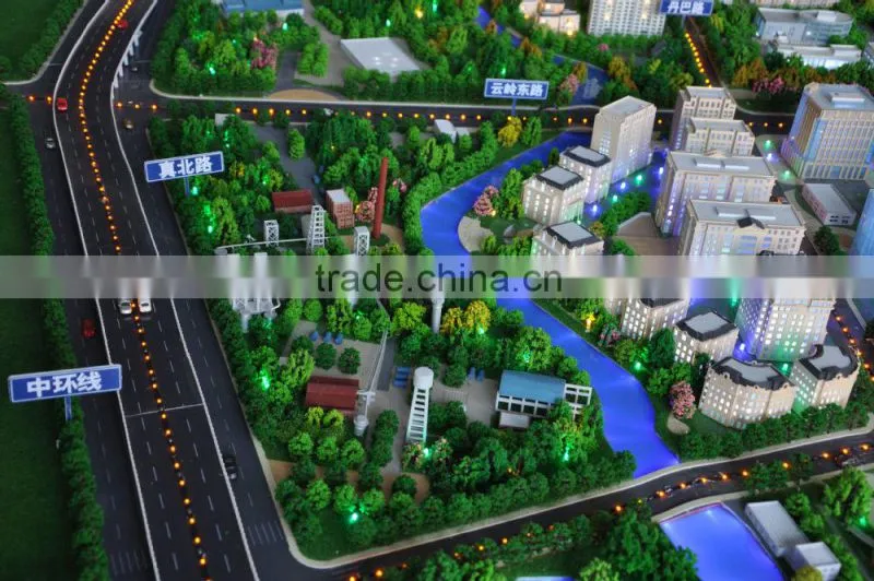 District planning 3d architectural scale model with lighting system for exhibition