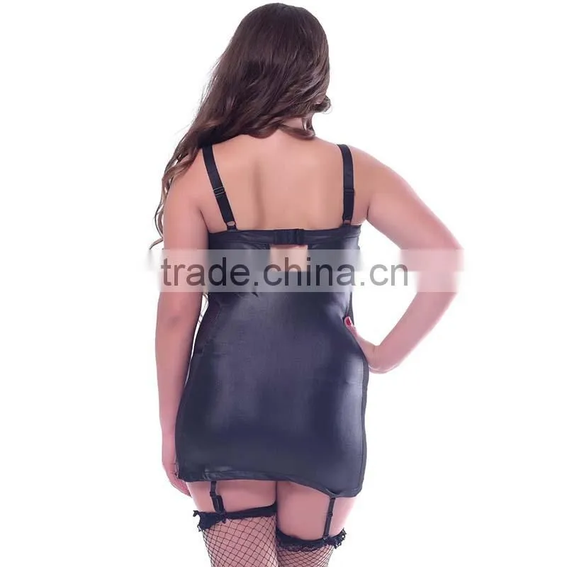 Wholesale price good quality black leather sexy lingerie