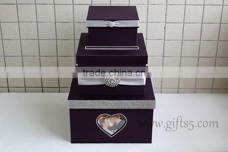Elegant wedding card box handmade wedding box with photo frame