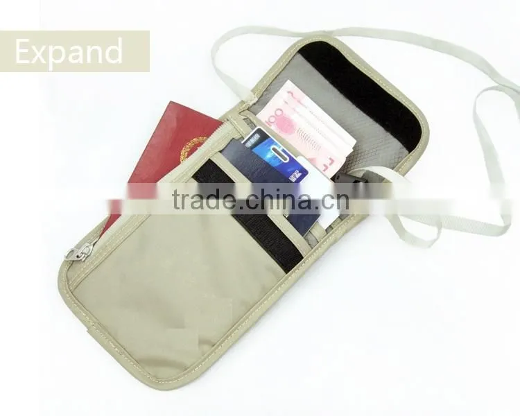 Lady fashion travel rfid neck wallet