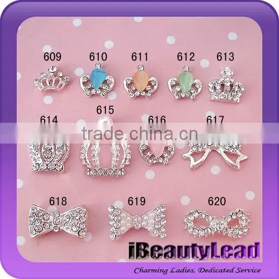 3D nail metal bows nail decoration with rhinestone art nail alloy