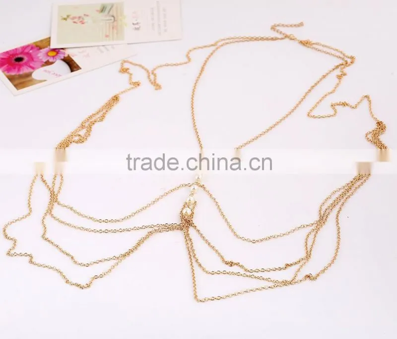 Multilayer tassel pearl sexy waist chain