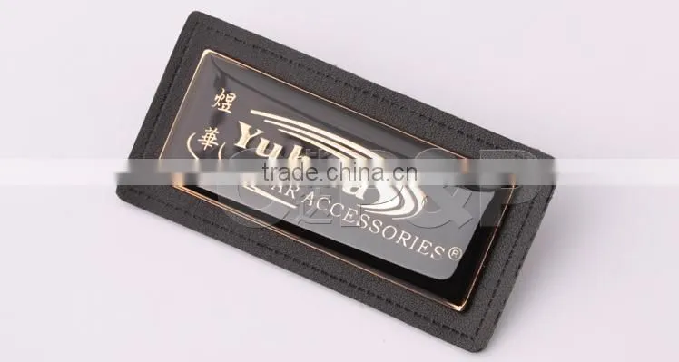 Genuine leather black metal Custom metal clothing label