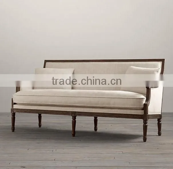 Foshan huangdian furniture sales baroque style carved wooden white linen home furniture living room sofa