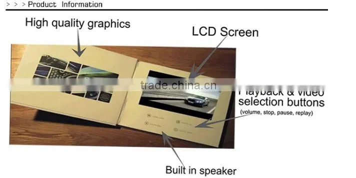2016 Best business gift 4.3 inch video brochure module with motion sensor