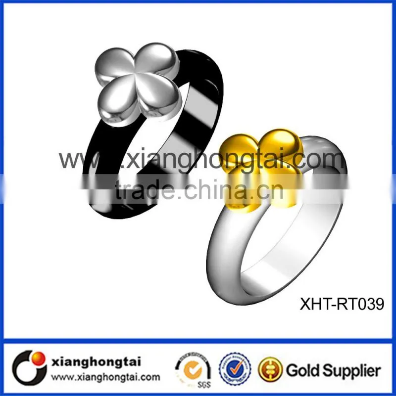 Modern 24K golden Lucky clover Ceramic Finger Ring