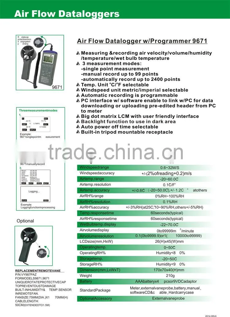 Smart Air Flow Wind Speed Meter Temperature Humidity Monitor Wet Bulb Thermometer Anemometer Data Logger
