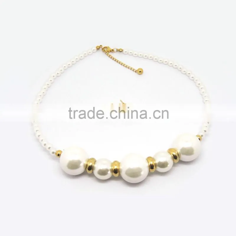 Fashionable Stainless Steel Gold Pearl Jewelry Set for Women