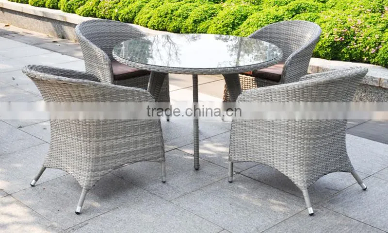 5 Piece Outdoor Patio Dining Set with Cushions UV Weather Resistant Rattan Wicker Heavy Duty Steel Powder Coated Furniture