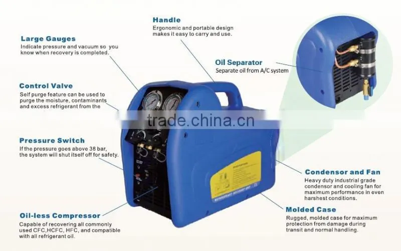 Oil-less auto refrigerant recovery machine RECO520S,with oil separator