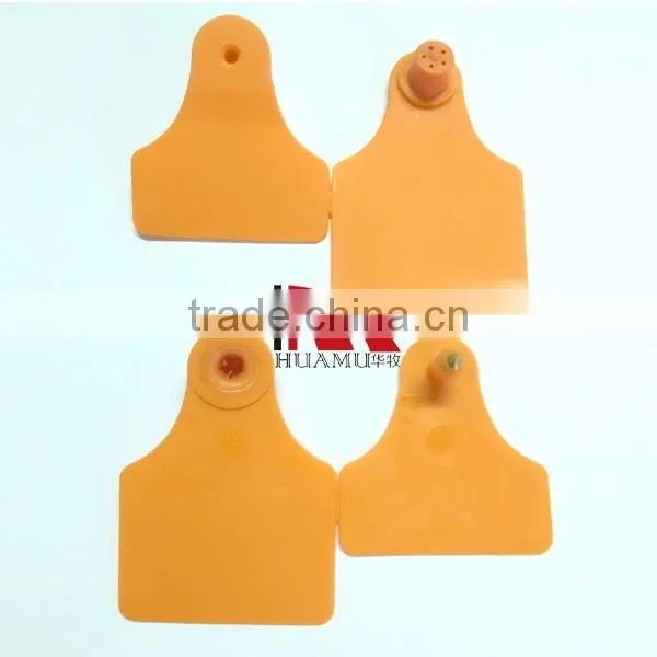 TPU orange cattle ear tag 78*56 mm metal pin