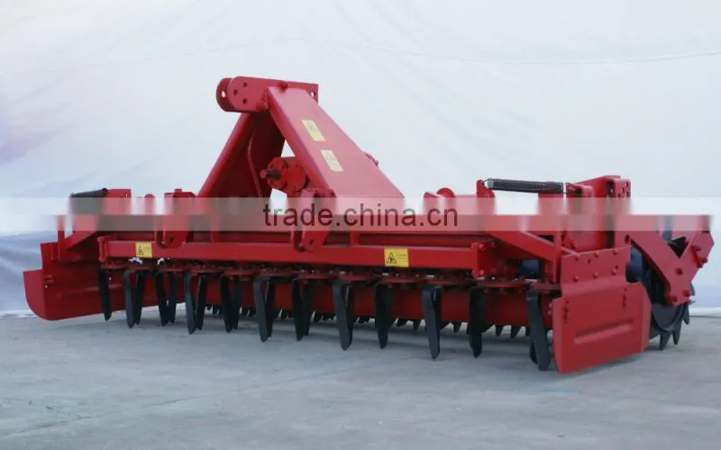Tractor PTO driven power harrow with high efficiency