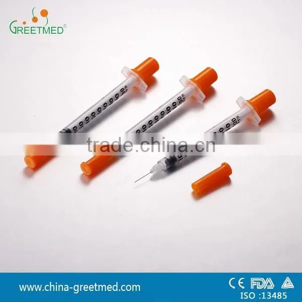 china disposable orange cap insulin syringe