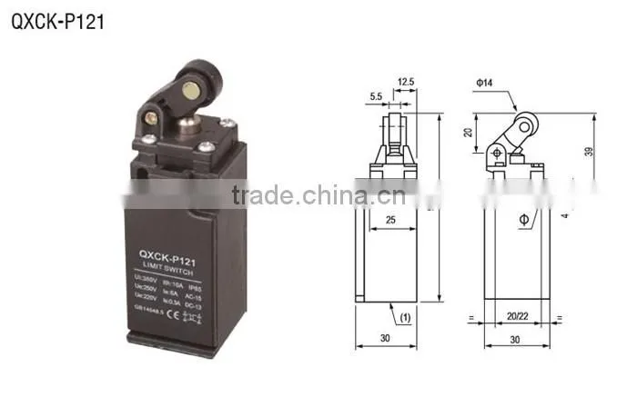 QXCK-P121 Thermoplastic roller tumbler directacting type 1m/s 15 million times 30*30*63mm IP65 Limit Switch
