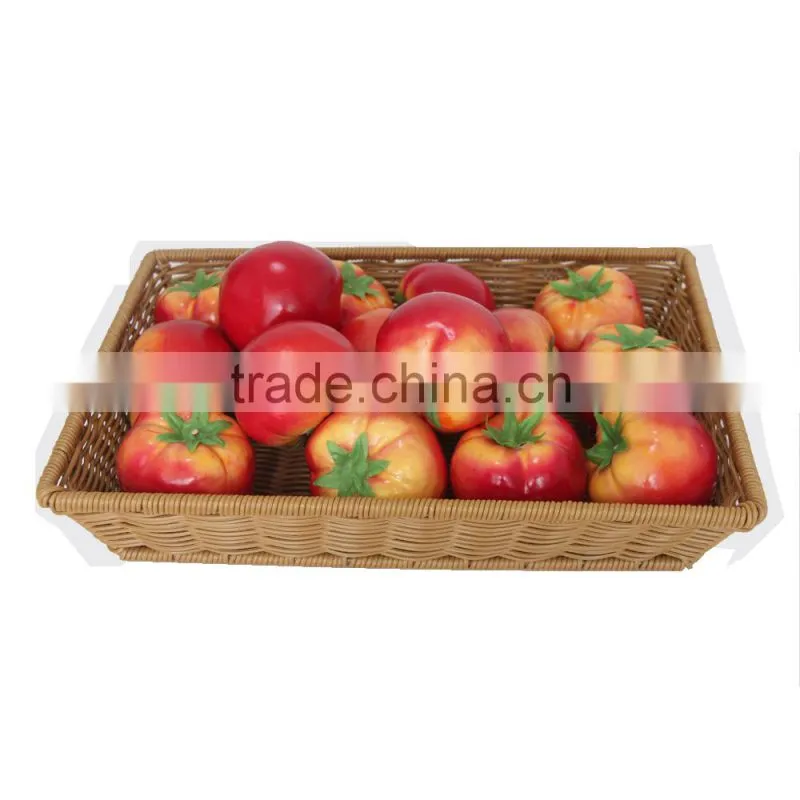 Functional washable plastic wicker rattan display basket for fruit storage