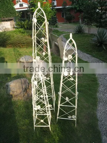 Classical Antique White Ecofriendly Wrought Irons Powder Coated Small Garden Planter Trellis