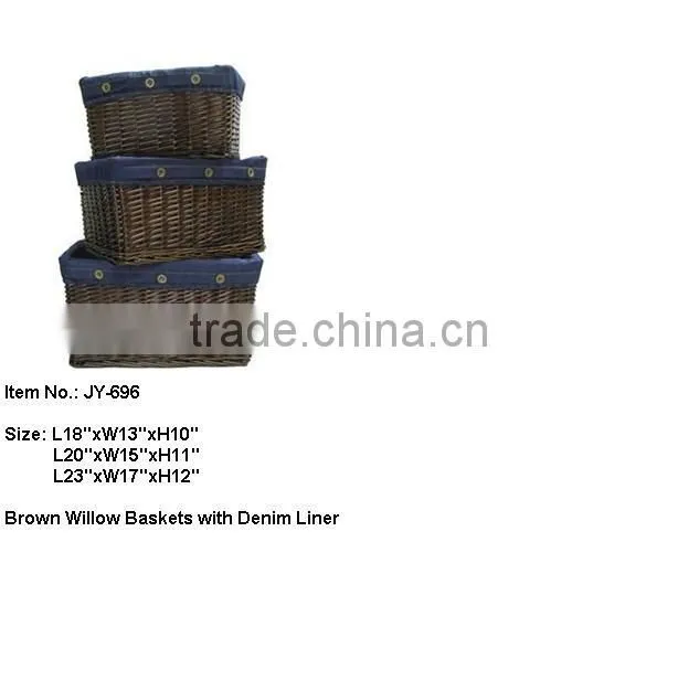 Dark brown wicker laundry basket Set With Liner