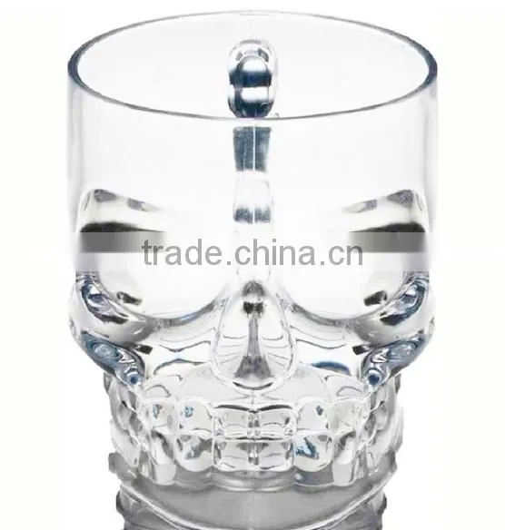 High Clear skull glass mug skull beer stein