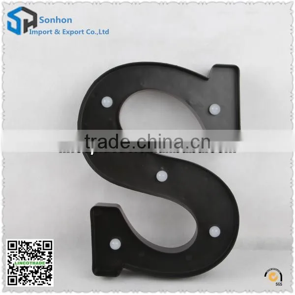 PP Hotel Letters Plastic LED Lighted / Letter" S" Decoration Lamp With 2AA Battery