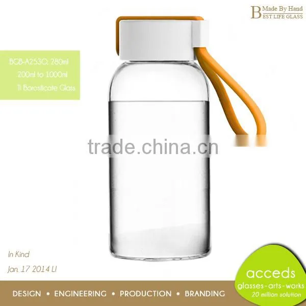 Transparent Borosilicat Glass 16Oz Juice Bottle