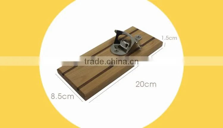 Wood Wall Plaque beer Bottle Opener with Magnetic Cap Catcher