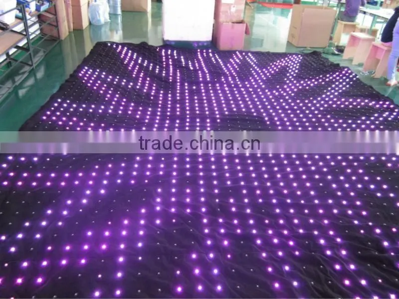 Programmble indoor rgb fireproof velvet led show screen curtain for stage background