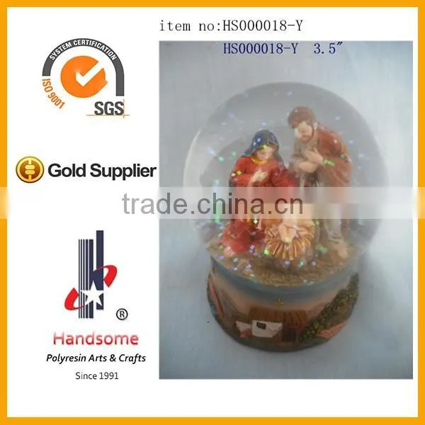 xmas religious design resin xmas ball xmas water globe