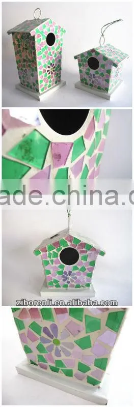 Personalized Hanging Art Decor Novelty Mosaic Birdcage Flying Bird Feeder