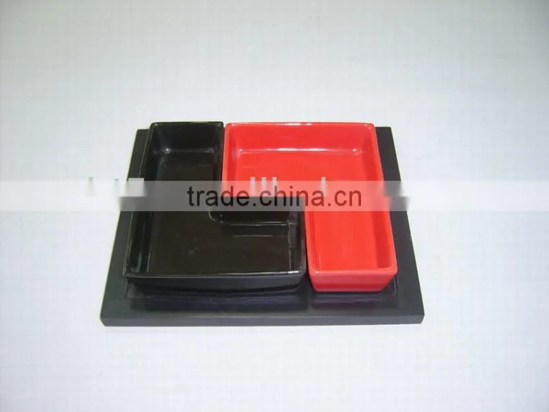 L shped glazed custom ceramic snack tray