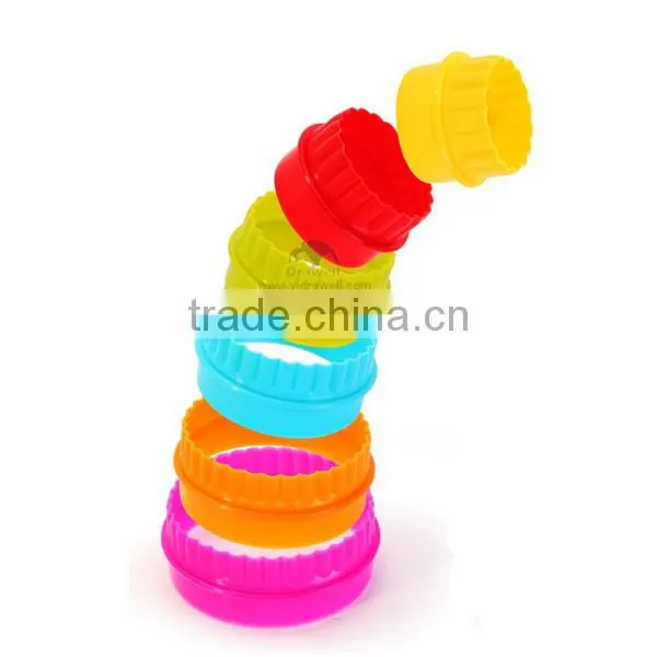 CC-7636 Set Of 6 Assorted Colors Plastic flower cookie cutter